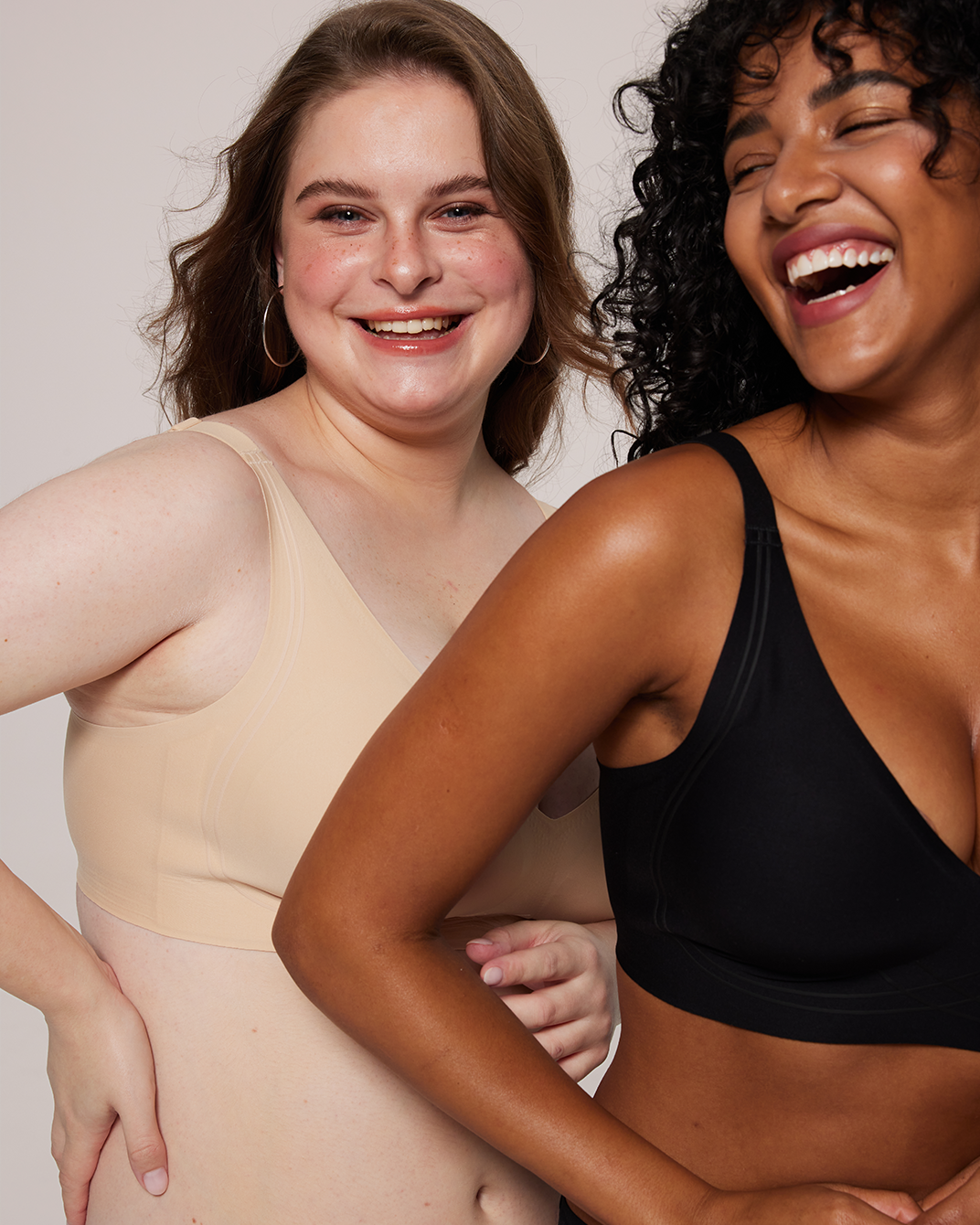 Women wearing comfortable wireless bras